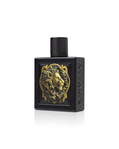 rayhaan lion perfume bottle shows against white background