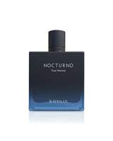 rayhaan Perfume bottle labeled 'Nocturno Pour Homme' by Rayhaan on a white background