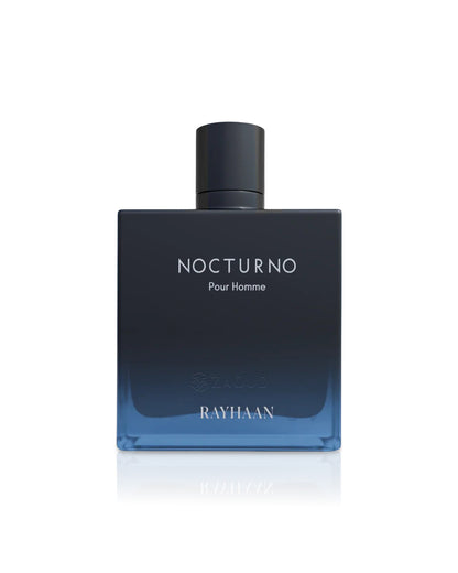 rayhaan Perfume bottle labeled 'Nocturno Pour Homme' by Rayhaan on a white background