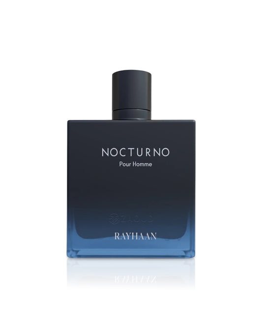 rayhaan Perfume bottle labeled 'Nocturno Pour Homme' by Rayhaan on a white background