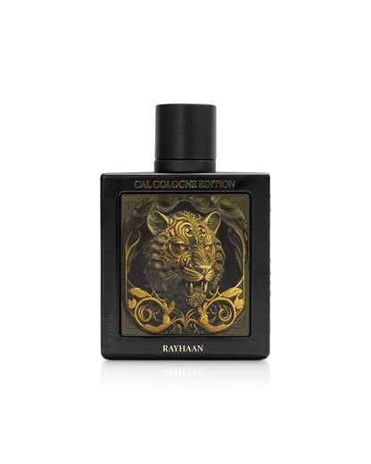 rayhaan tiger perfume bottle shows against white background