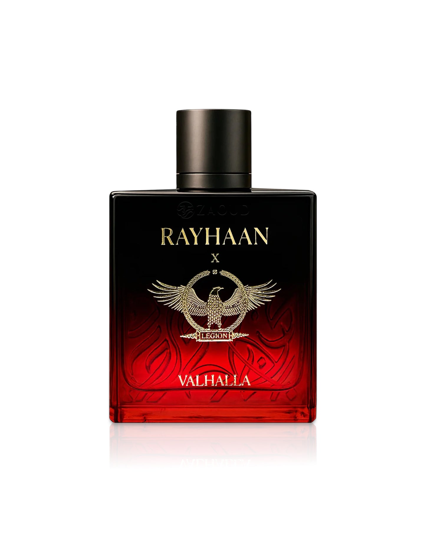 rayhaan valhalla Perfume bottle with 'Rayhaan legion' branding on a white background
