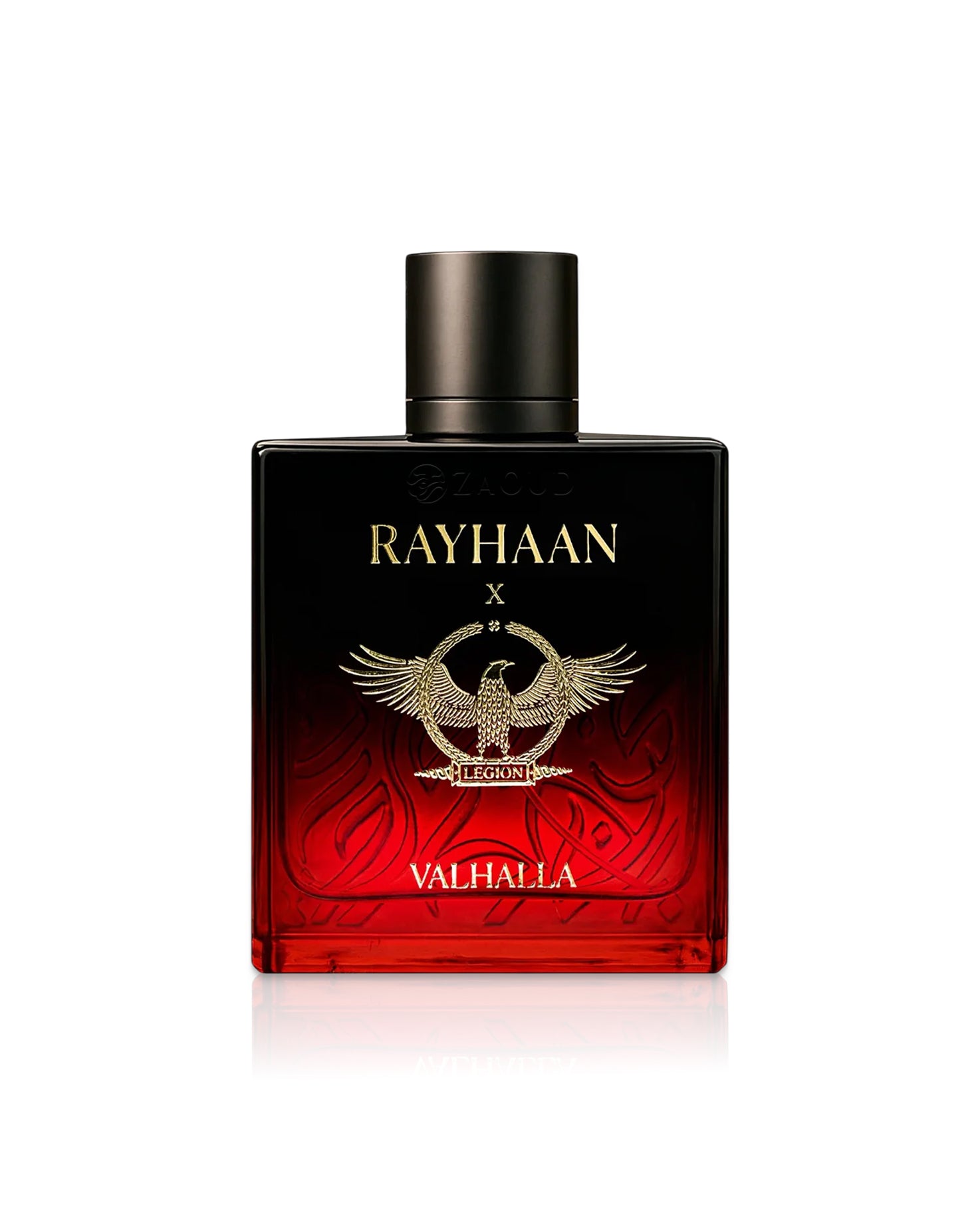 rayhaan valhalla Perfume bottle with 'Rayhaan legion' branding on a white background