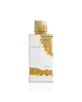 riiffs Virtessa perfume bottle with gold accents on a white background