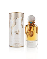 riiffs taif perfume bottle shows beside its packaging  against white background