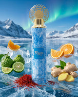 Riiffs freeze air freshener bottle photograph beside ginger and citrus over ice