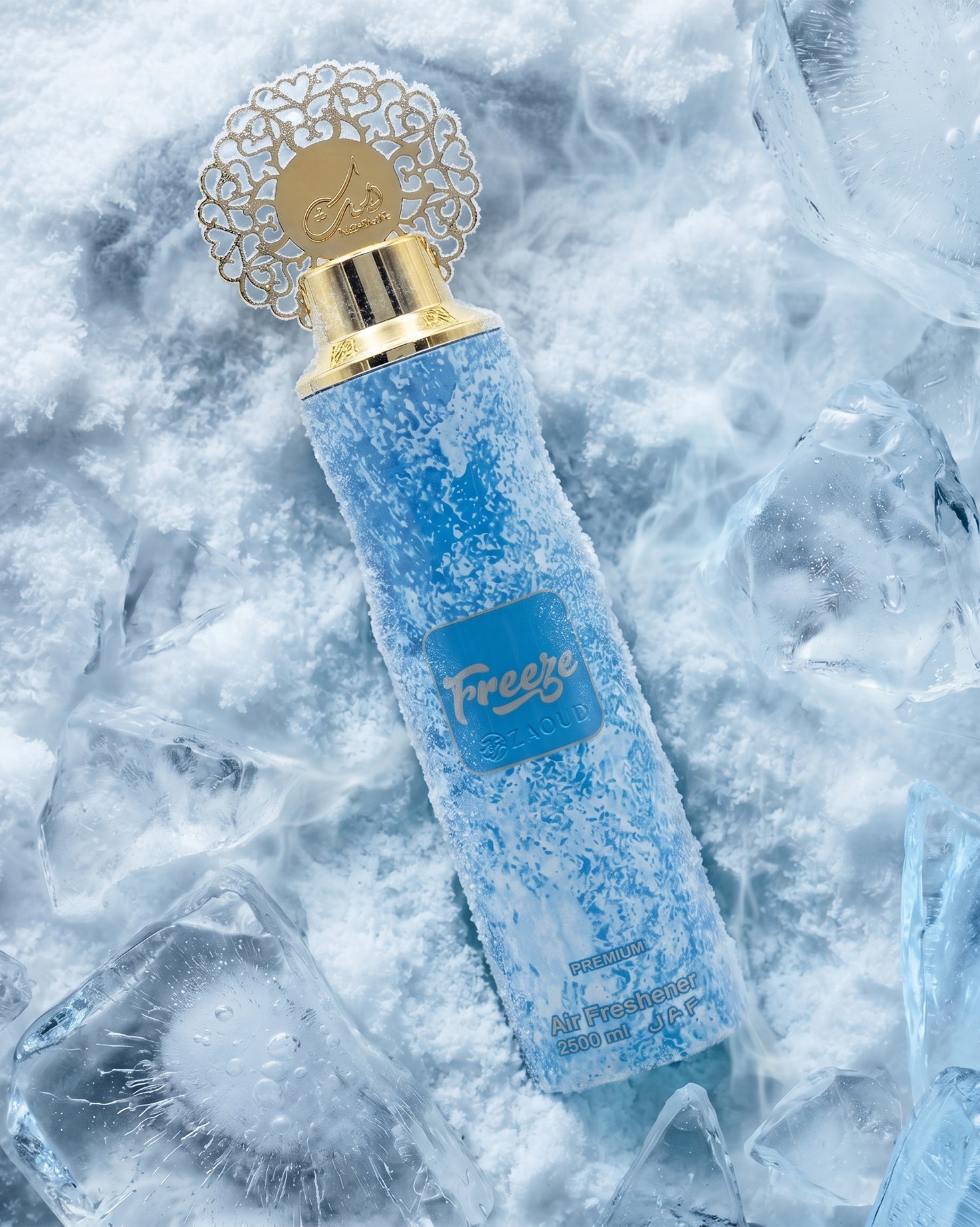 Riiffs freeze air freshener bottle photograph over ice