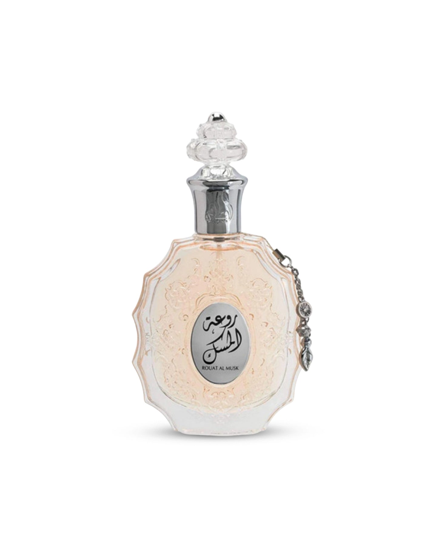 rouat al musk edp by lattafa perfumes bottle shows against white background