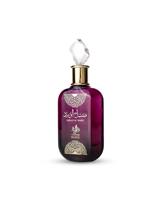 al wataniah sabah al ward perfume bottle shows against white background