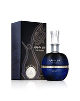 Lattafa ser hubbee Blue perfume bottle with packaging on a white background