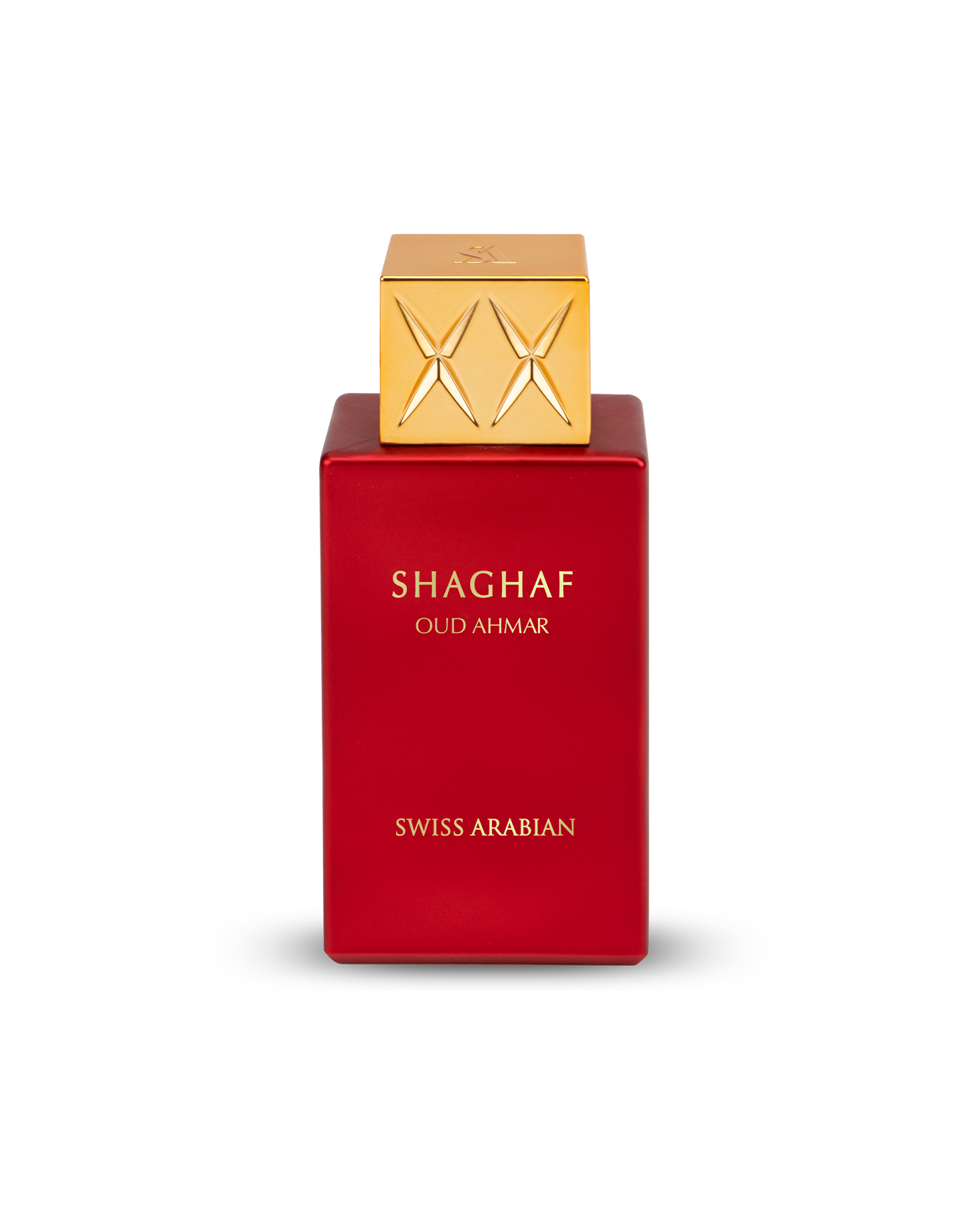 shaghaf oud ahmar by swiss arabian perfume bottle shows against white background