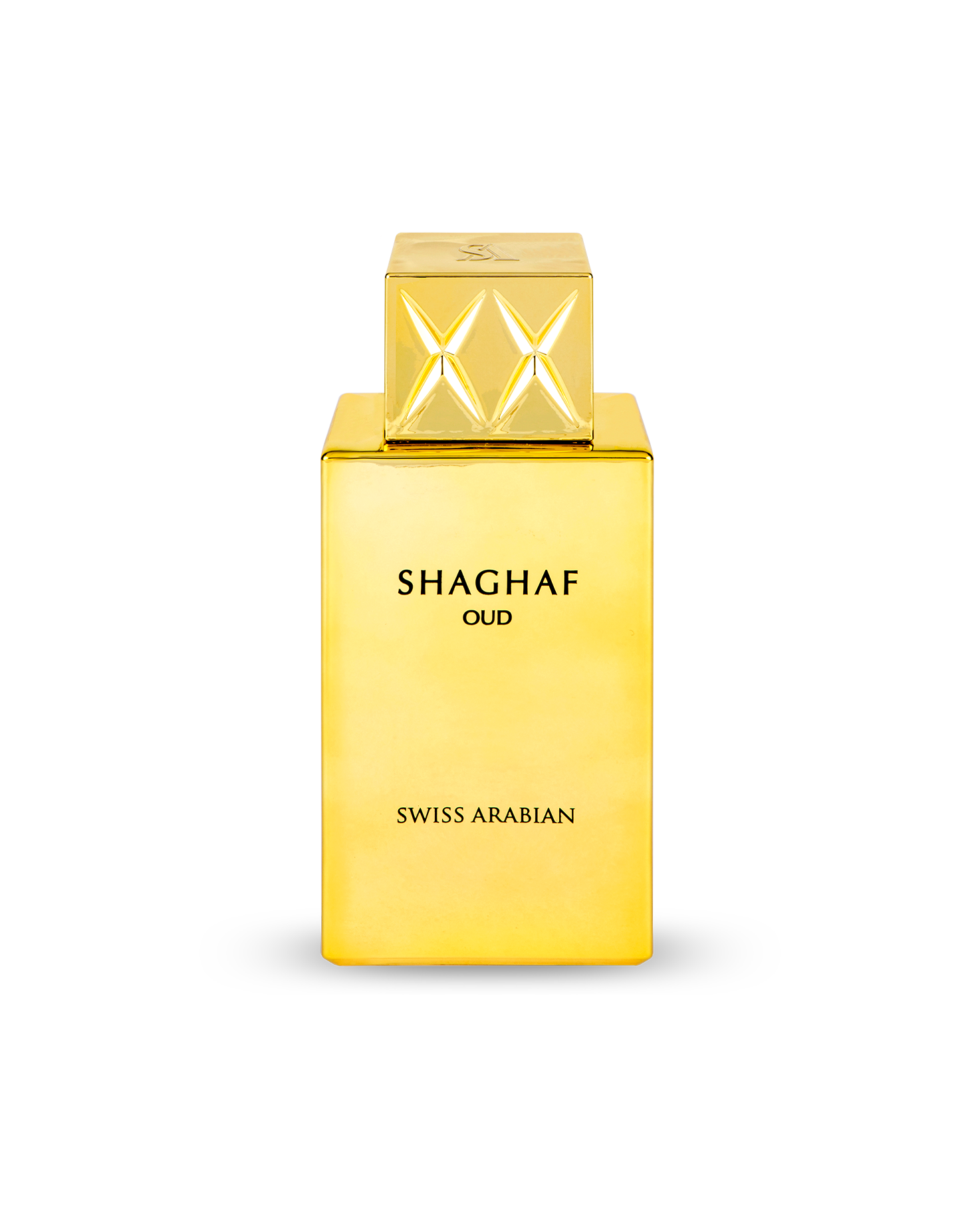 shaghaf oud by swiss arabian perfume bottle shows against white background