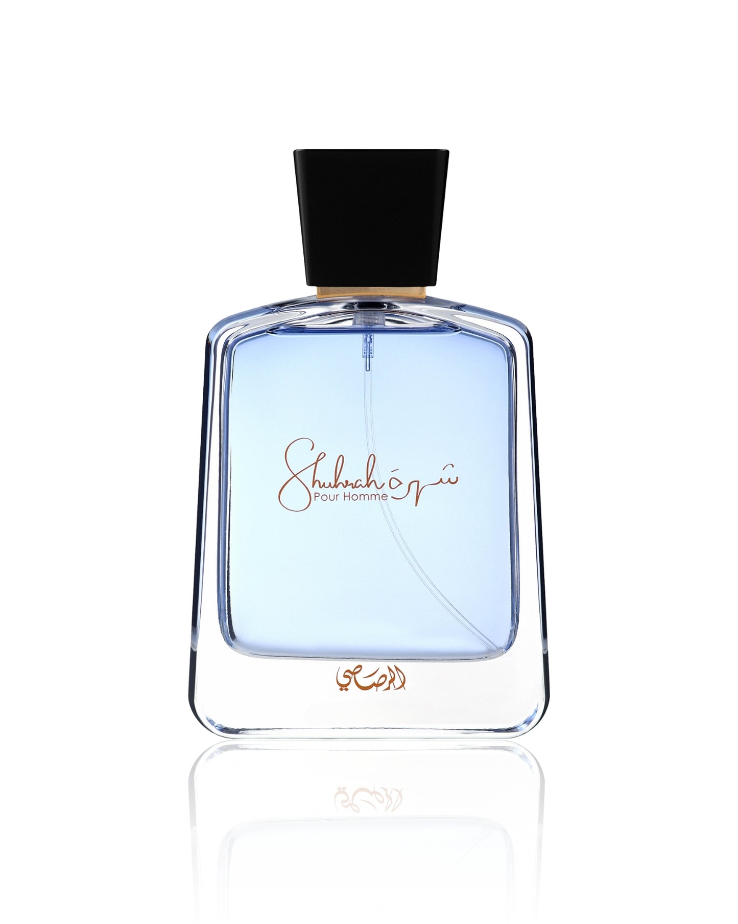 Shuhrah pour homme by rasasi perfume bottle shows against white background