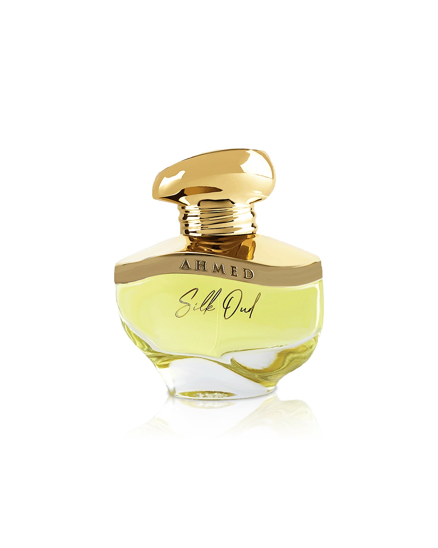 ahmed al maghribi silk oud perfume bottle shows against white background