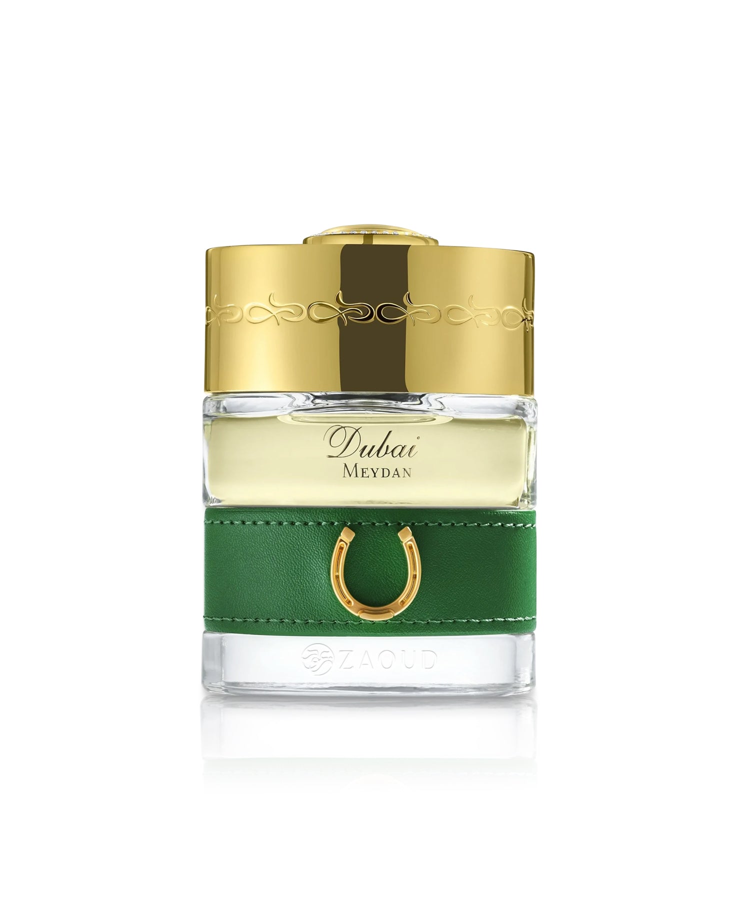 spirit of dubai meydan perfume bottle shows against white background