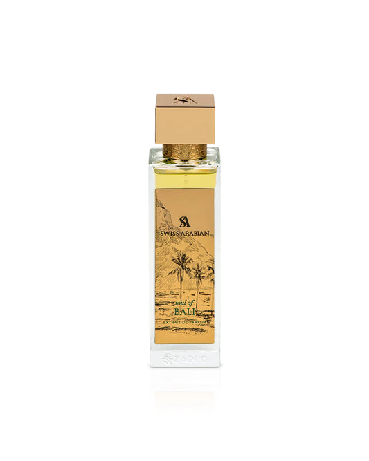 swiss arabian soul of bali perfume bottle shows against white background