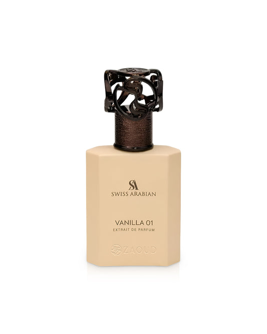 swiss arabian vanilla 01 perfume bottle shows against white background