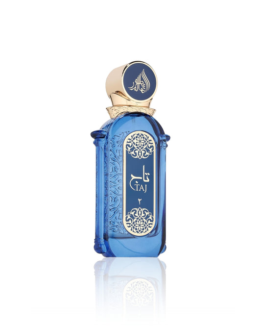 taj 2 edp perfume bottle shows against white background