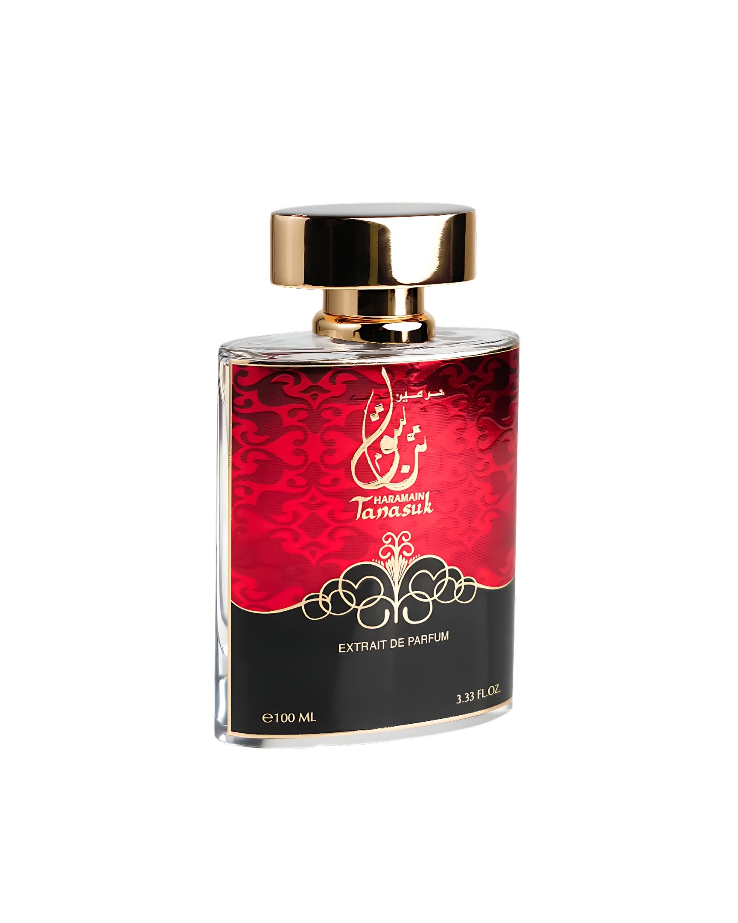 tanasuk extrait de parfum by al haramain perfume bottle shows against white background