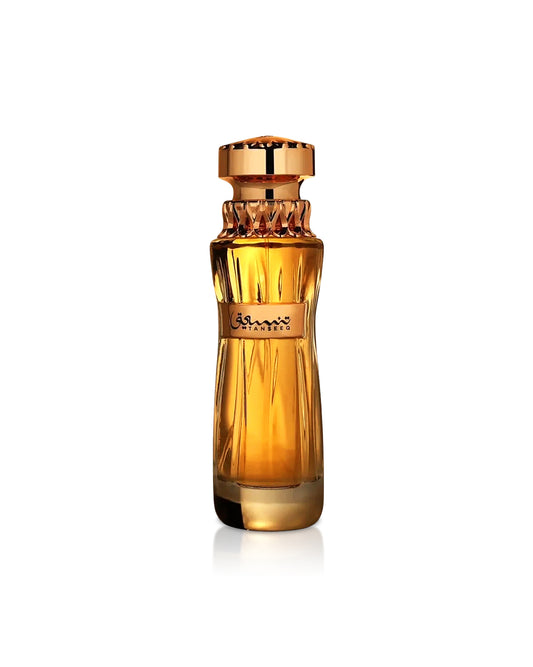 tanseeq perfume bottle shows against white background