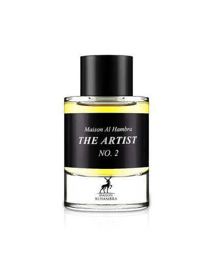 the artist no2 by maison alhambra perfume bottle shows against white background