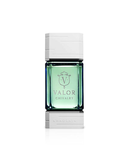 valor chivalry by khadlaj perfumes bottle shows against white background 