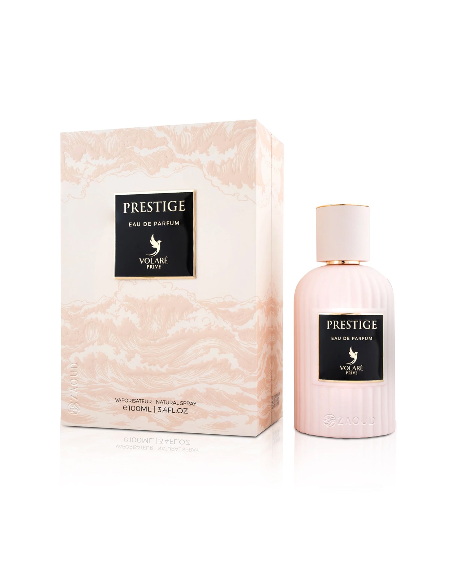 volare prestige perfume bottle shows its packaging against white background