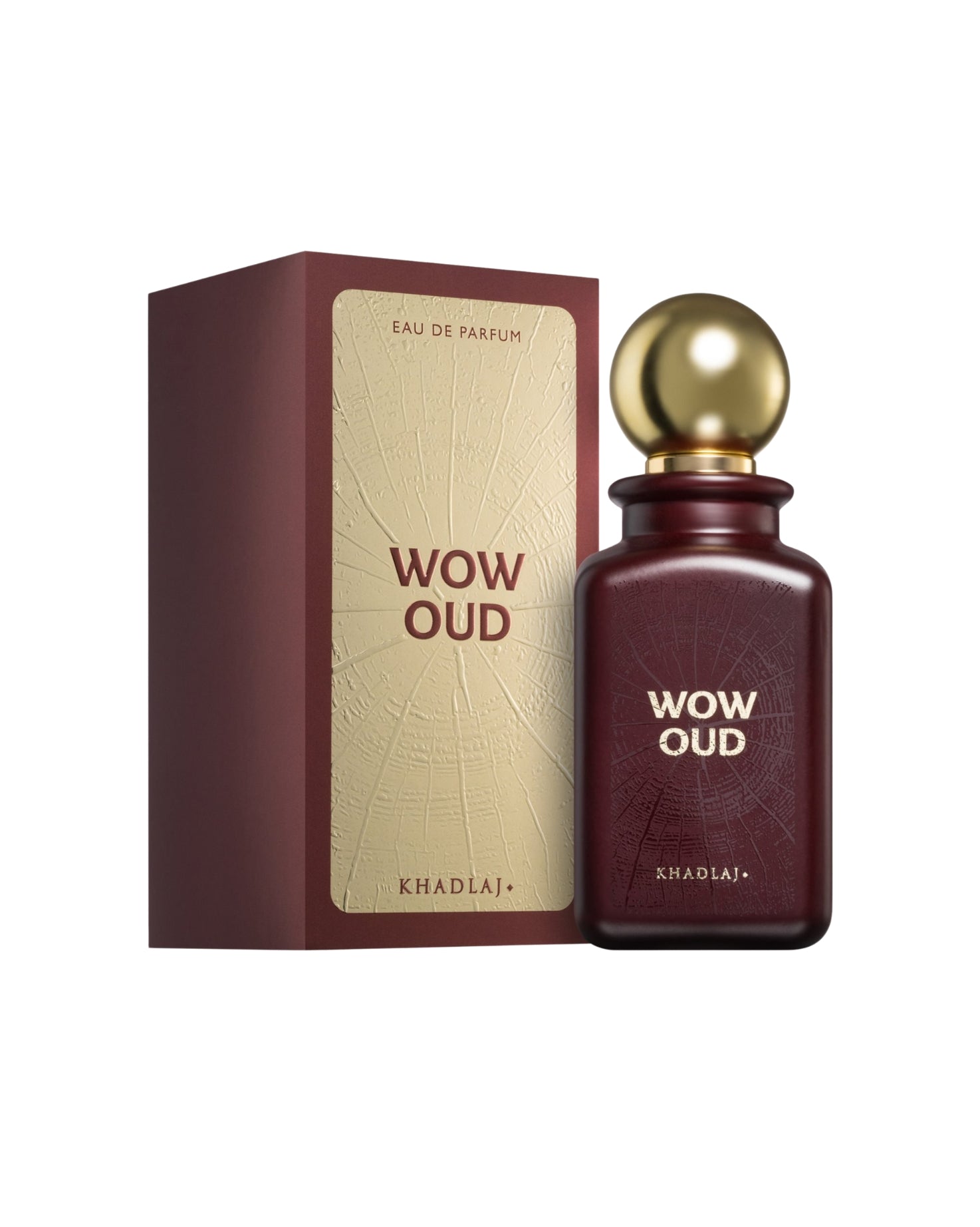 wow oud edp by khadlaj perfume bottle beside its box shows against white background