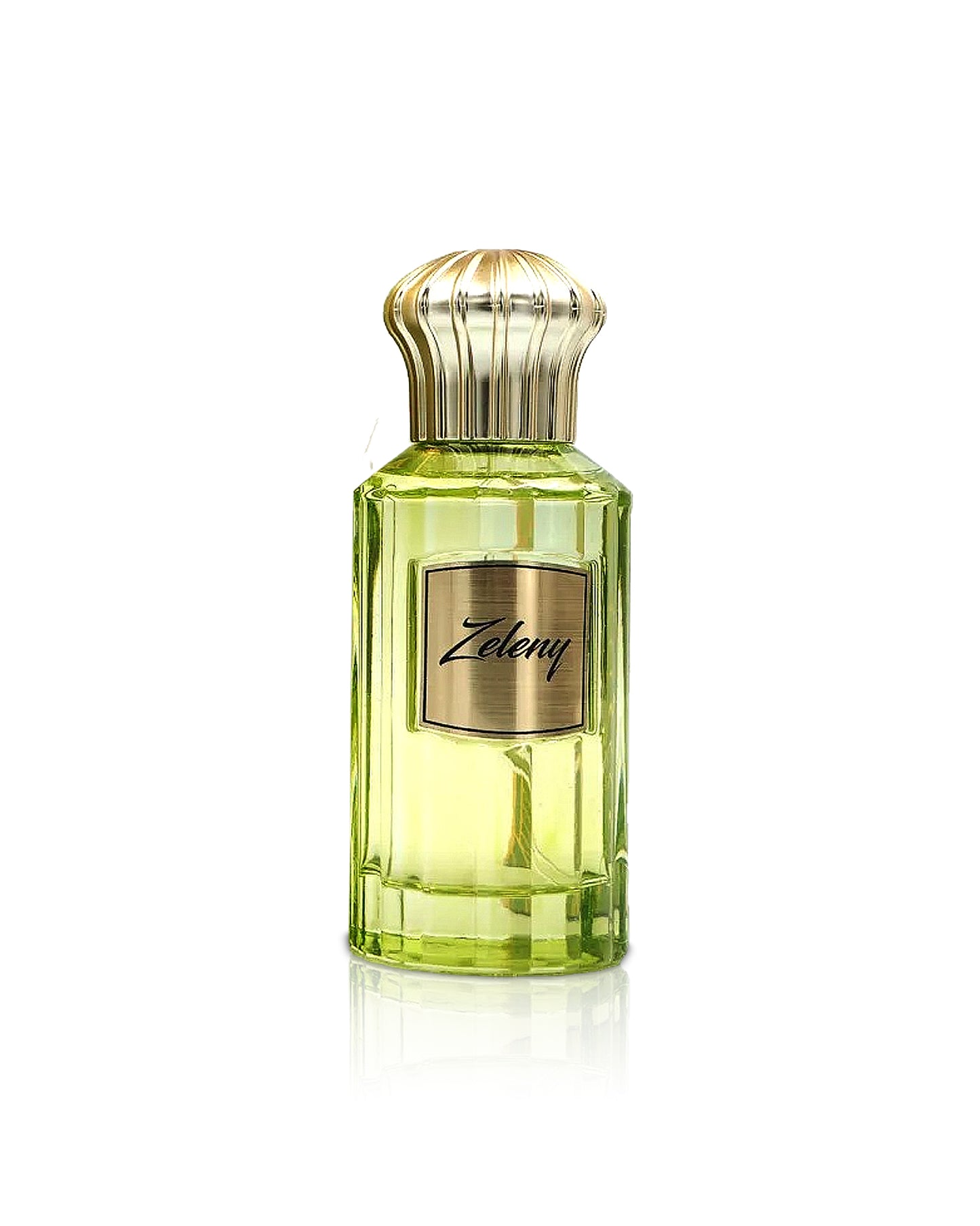 ahmed al Maghribi zeleny perfume bottle shows against white background