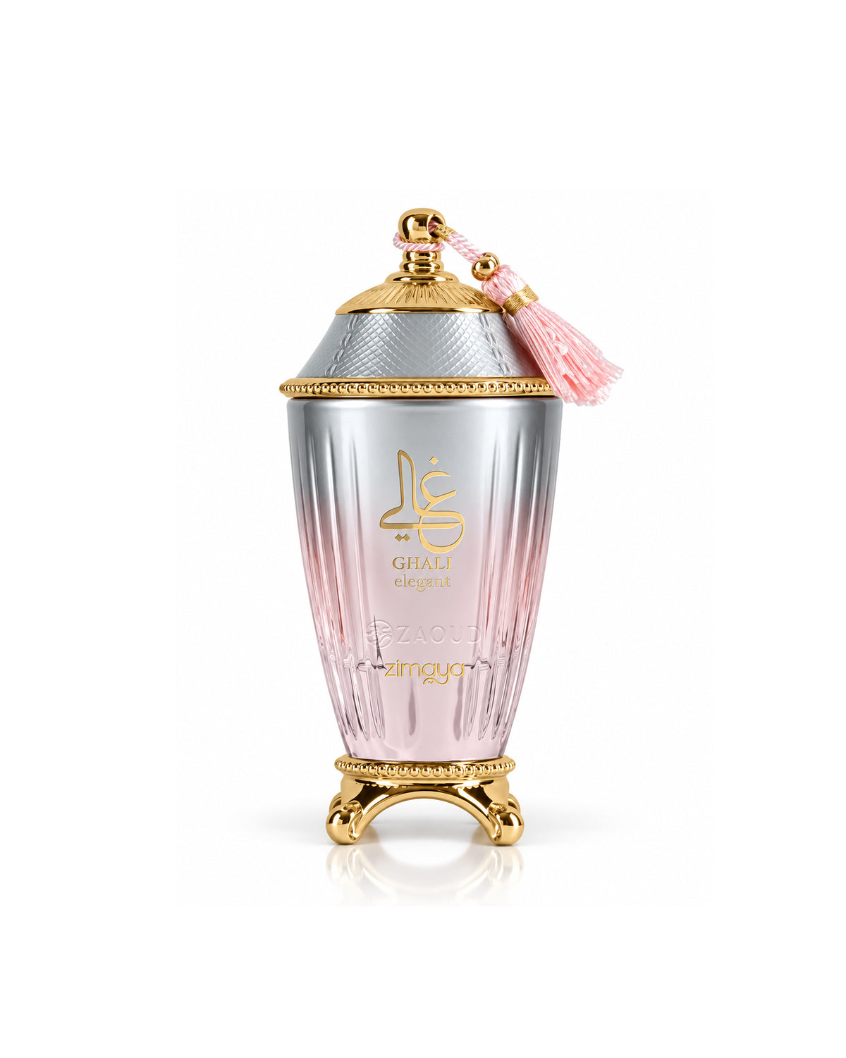zimaya ghali elegant perfume bottle shows against white background