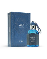 zimaya al barari coral perfume bottle shows beside its packaging against white background