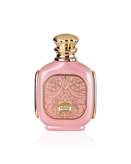 zimaya zukhruf pink for women perfume bottle shows against white background